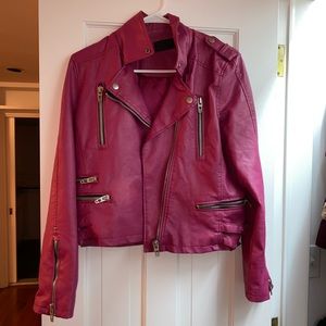 Hot Pink Blank NYC vegan leather jacket